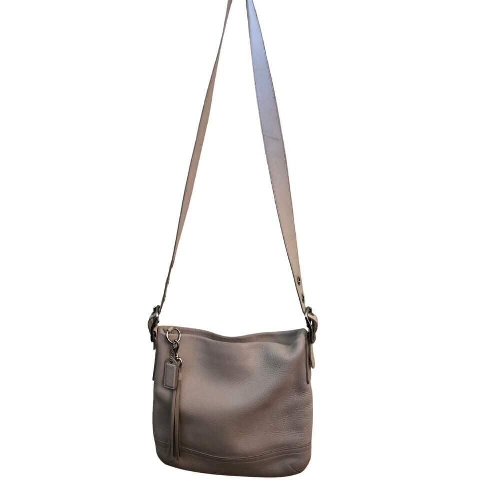 Coach Rare Legacy Thin Duffle F03796 Ivory Charm Tassel Zip Pebbled Leather
